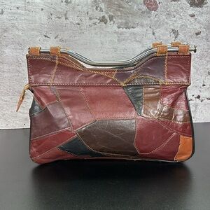 Beautiful Vintage 70's Leather Puzzle Patchwork Purse